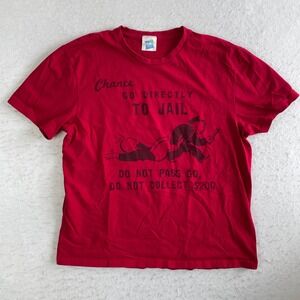 Hasbro Monopoly T Shirt Mens Medium Red Go Directly To Jail Graphic Short Sleeve